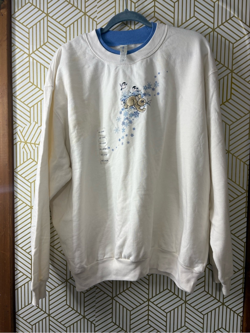 Vintage 1990s Crewneck Wintee Sweatshirt  White/Blue XXL